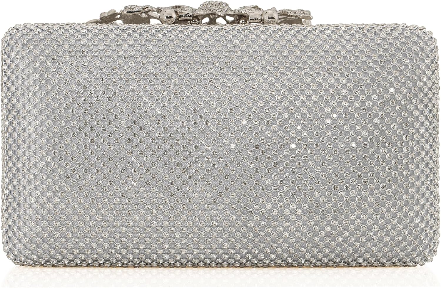 DEXMAY Women's Evening Clutch Bag with Rhinestone Flower Clasp,Crystal Purse for Wedding,Party,Prom