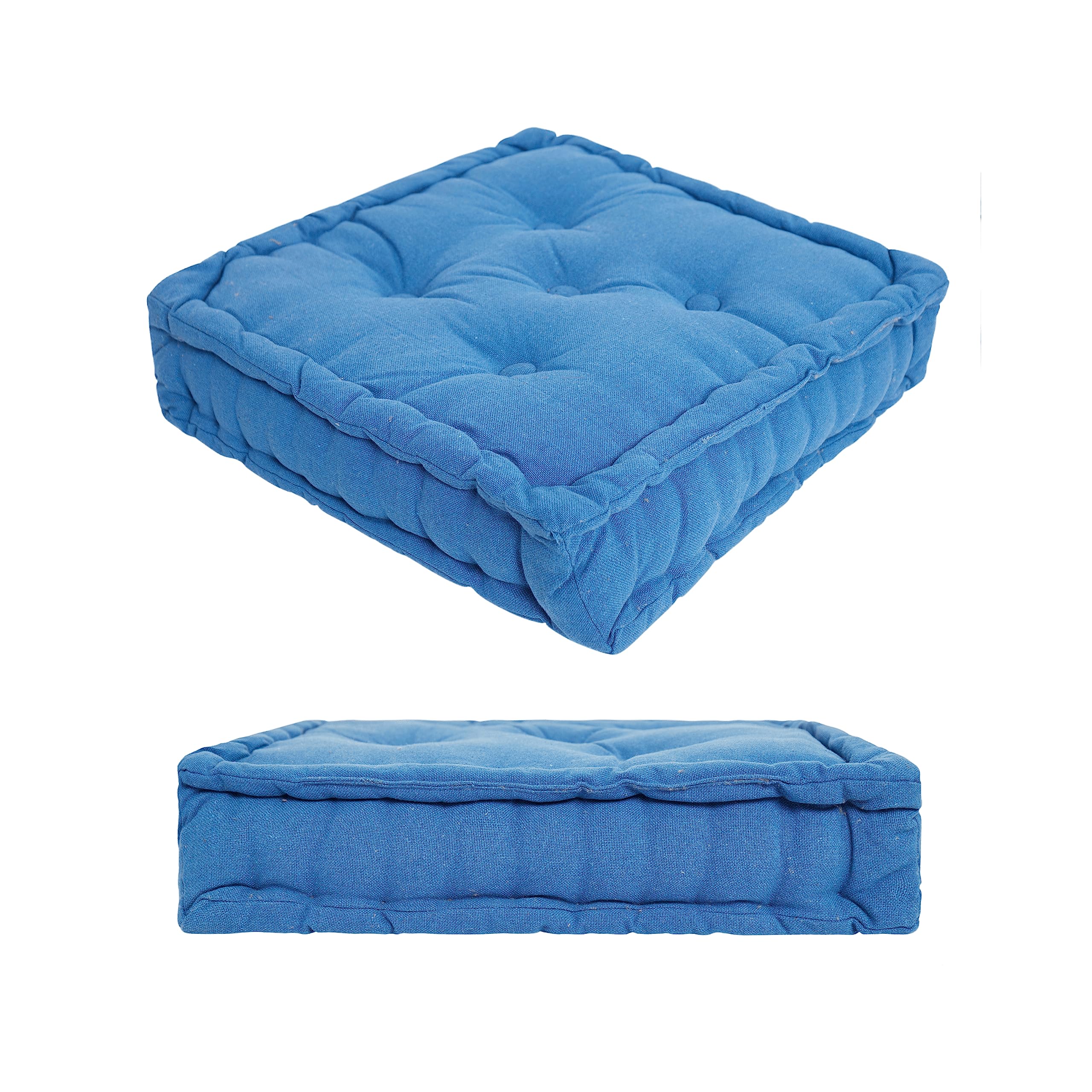 Value Comfort Home 4" 10cm Thick 100% Cotton Booster Cushion Armchair Sagging Sofa Chair Seat Raiser Reviver Enhancer Pad | Choice of 10 Colours Blue