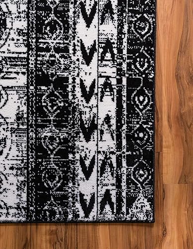 Miniatura 8 de Unique Loom Portland Collection - Alfombra Depoe (2 pies 2 pulgadas x 12 pies, color negro y blanconegro)