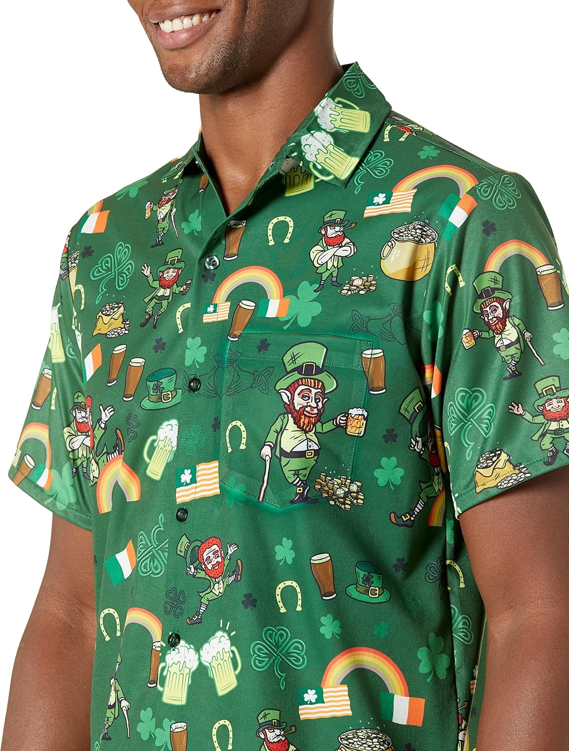 Funny Guy Mugs Mens Hawaiian Print Button Down Short Sleeve Shirt