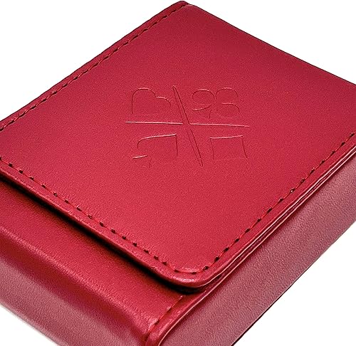 Vista 6 de Luck Lab Funda de cuero para cartas de una sola cubierta – Se adapta a tarjetas de póquer y puente (rojo vino)