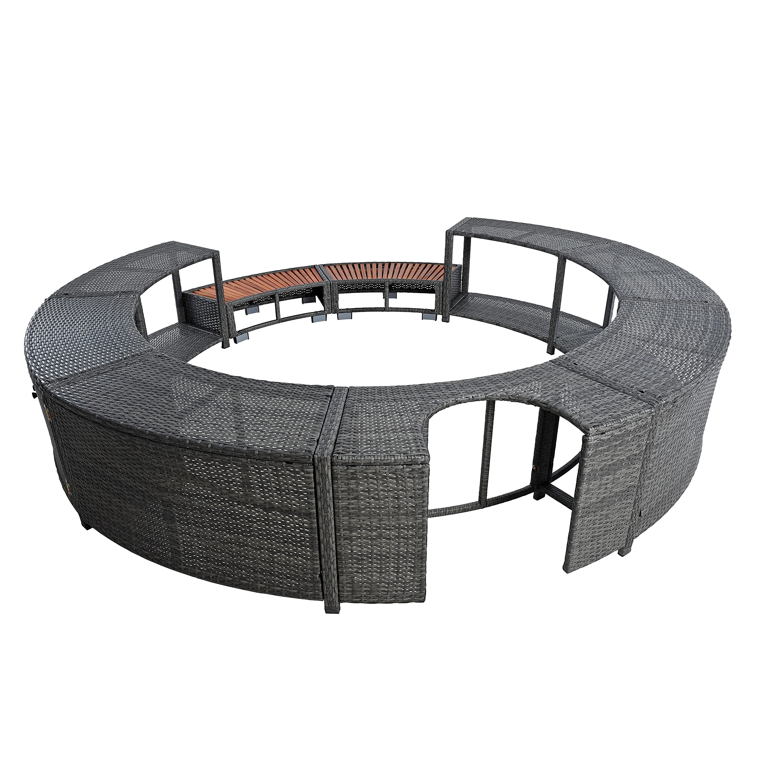 ESTEXO Poolumrandung Poolverkleidung Whirlpool Umrandung Polyrattan Verkleidung Einfassung Rund 200 cm (Anthrazit-Grau)