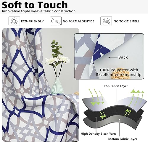 Miniatura 5 de DriftAway Alexander - Juego de cortinas, 2 paneles térmicos opacos para ventanas, sin forro, diseño de enrejado