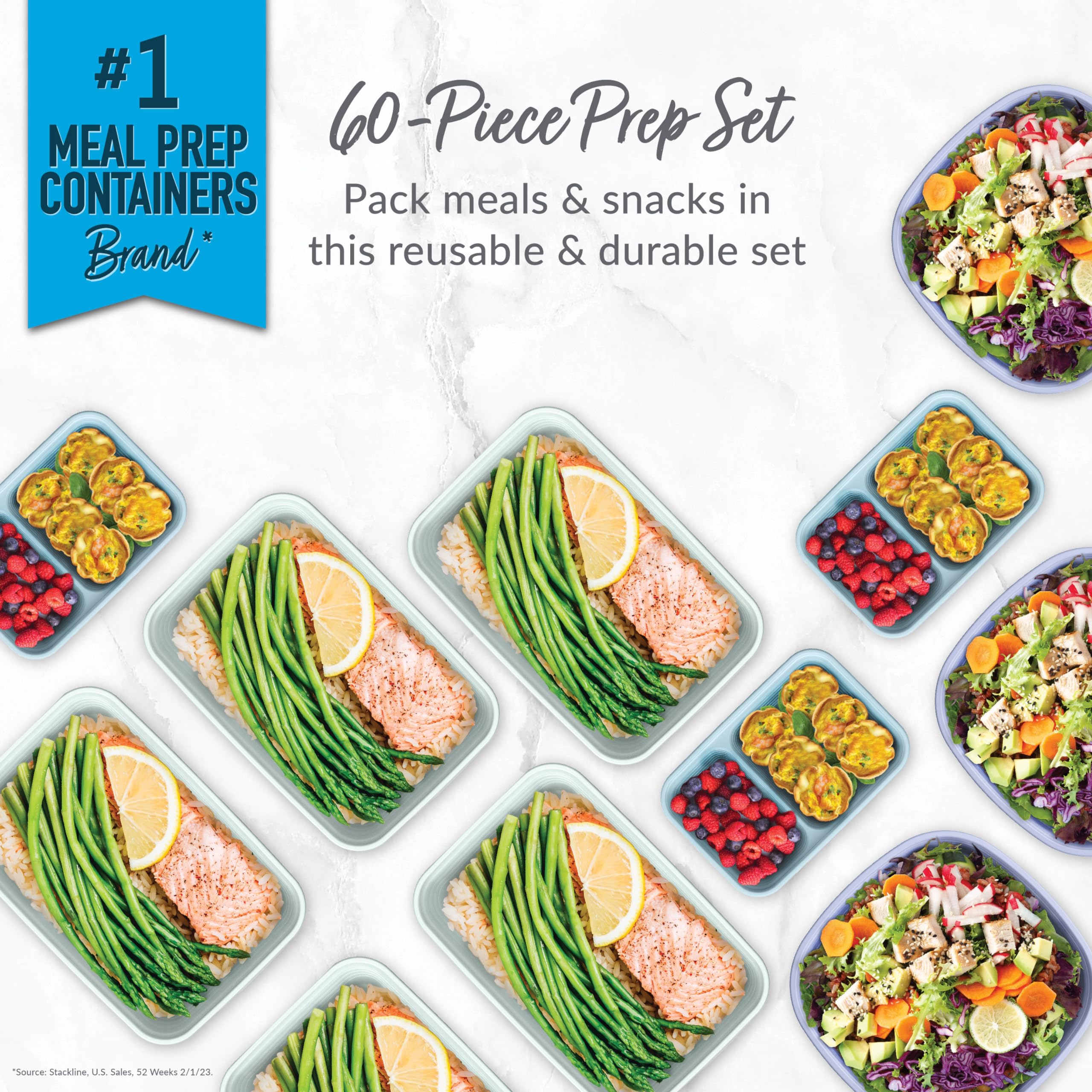 Bentgo Prep 60Piece Variety Meal Prep Kit Reusable