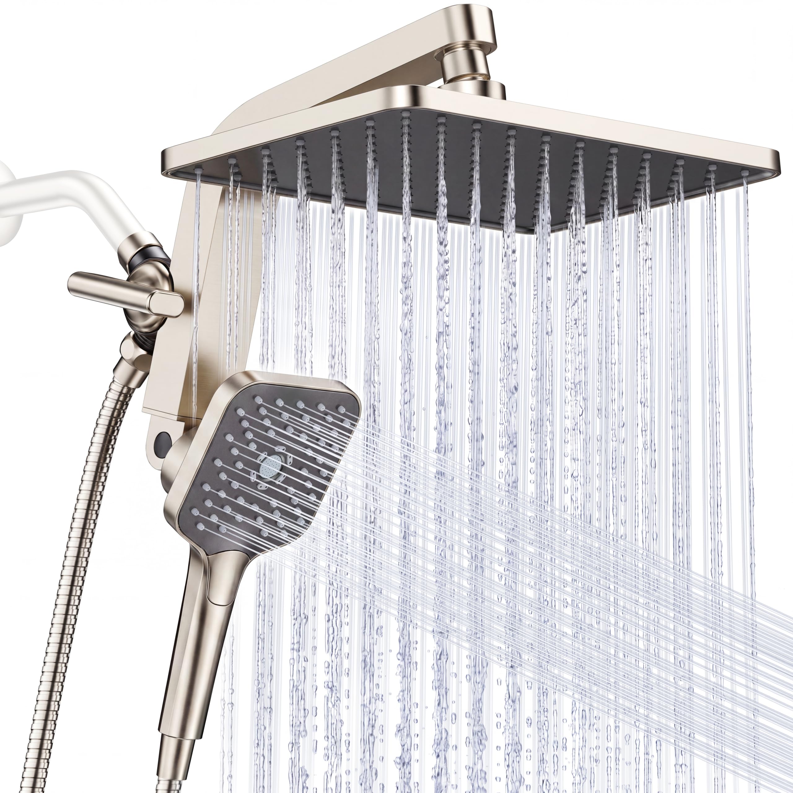Photo 1 of KOSNEW 12" XXL Rainfall Shower Head with Handheld Combo, Nickel Brushed