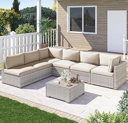 7 Piece Outdoor Patio Furniture Set, Outdoor Sectional Furniture