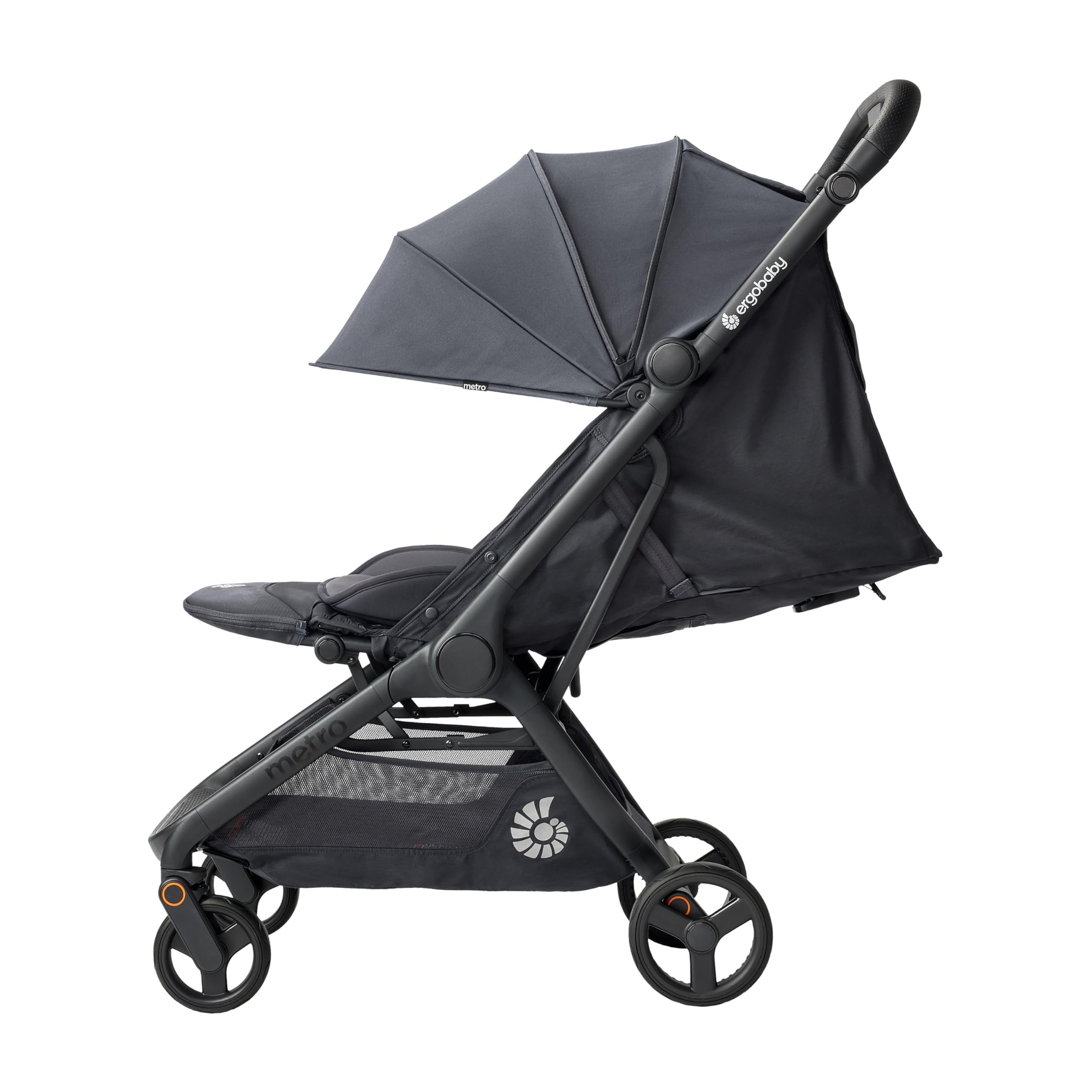 Silla de paseo Ergobaby Metro 3 con función reclinable, apta desde el nacimiento hasta los 22 kg (0-4 años), Plegable, compatible con silla de coche, con asiento ergonómico, Graphite Grey