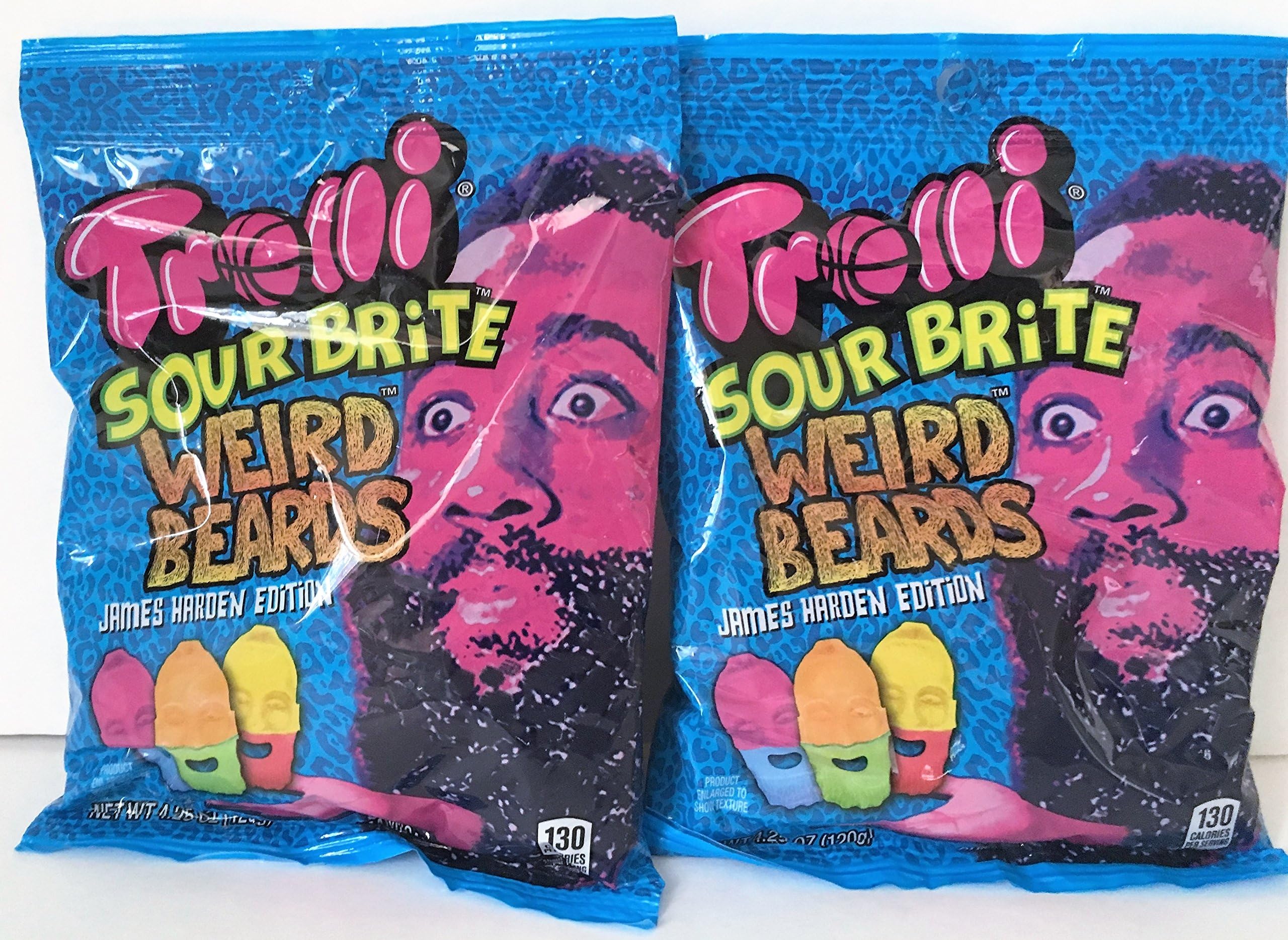 Trolli Sour Brite Weird Beards James Harden Edition 4.25 oz Pack of 2 (8.5 Ounces Total)
