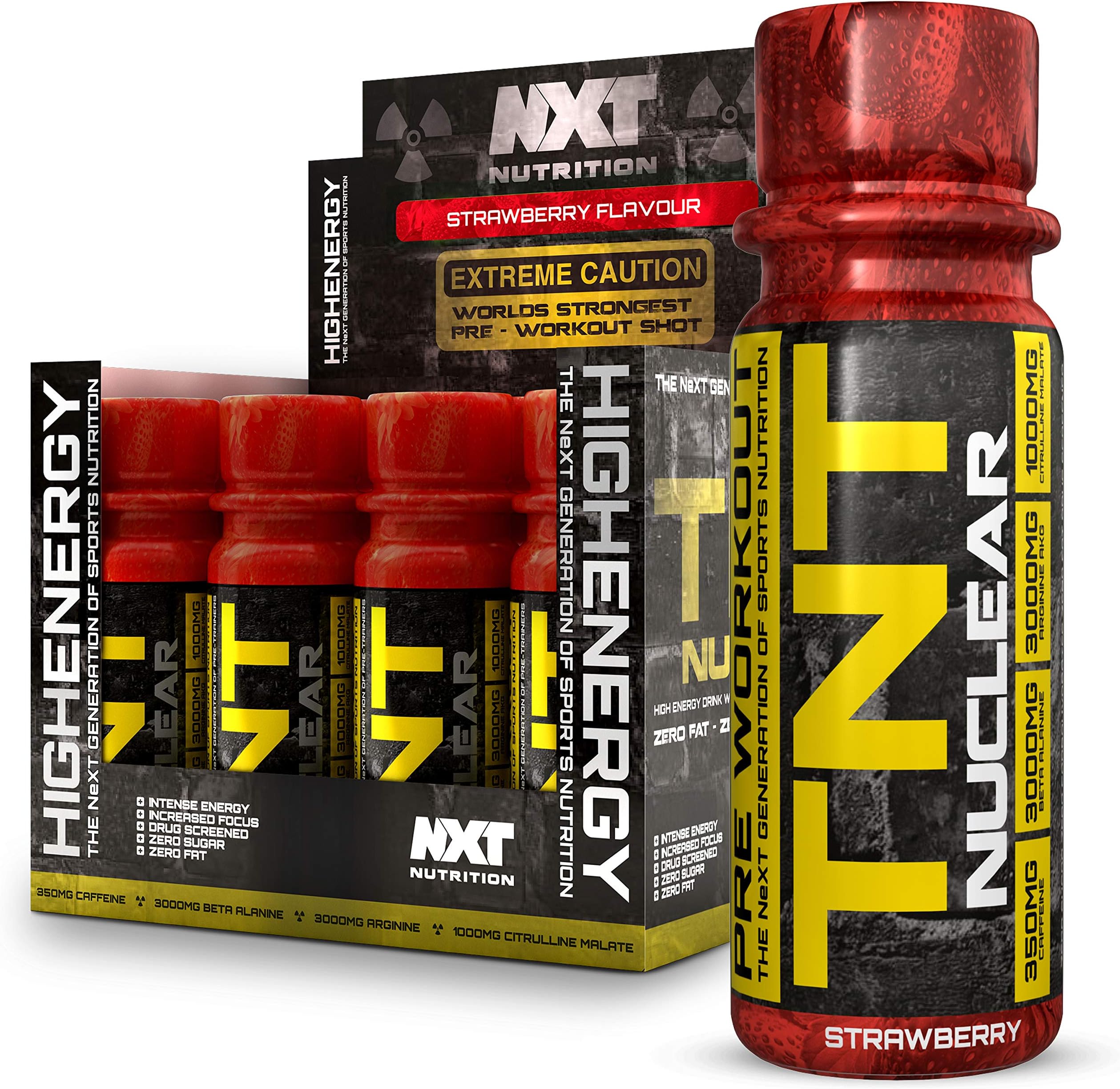 TNT Nuclear Shots - Pre Workout Energy Drink 12 x 60ml | Strawberry