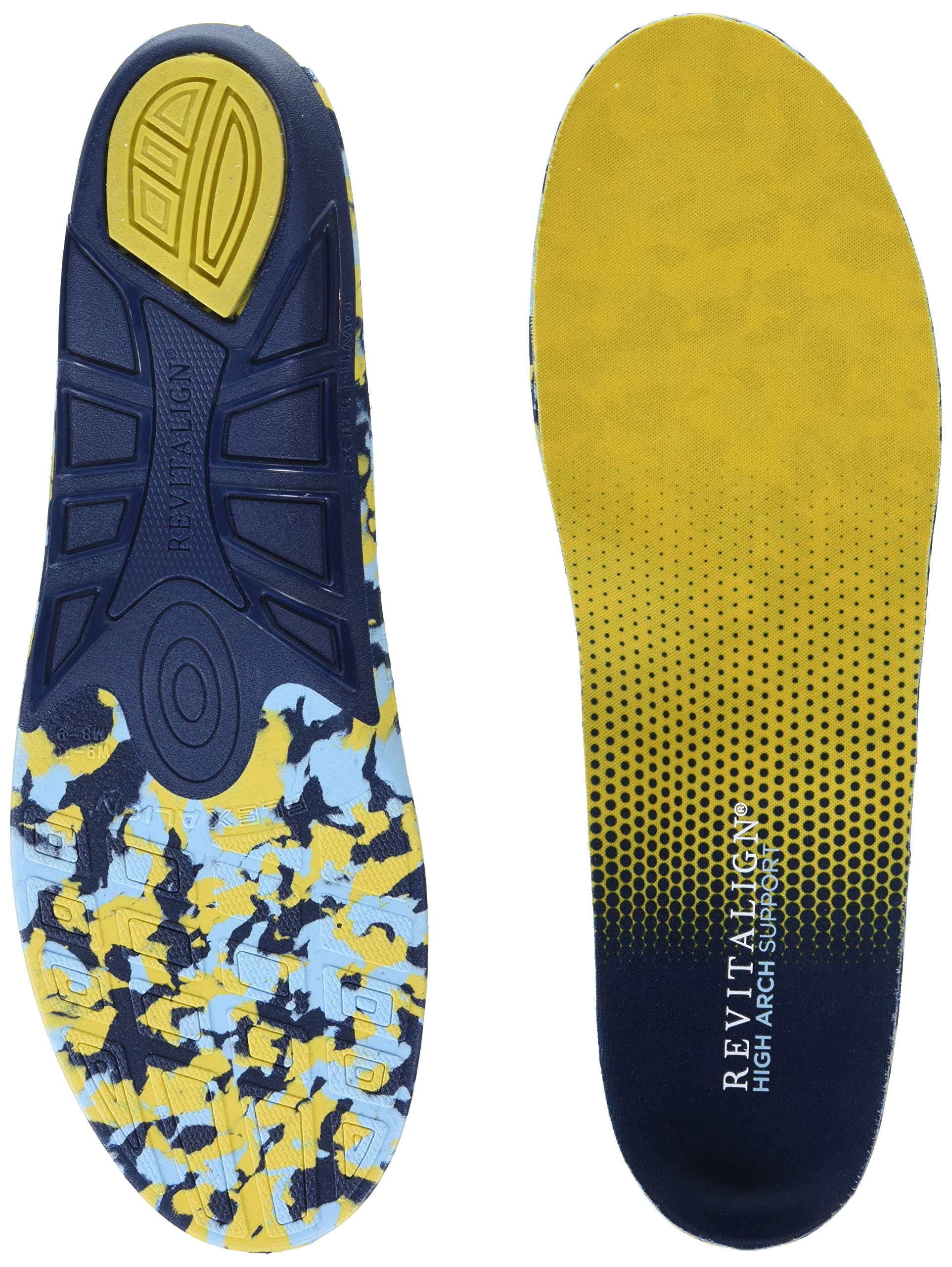 REVITALIGN Soletta di supporto per arco plantare alto, unisex, giallo, W 7-8,5 / M 6-7,5