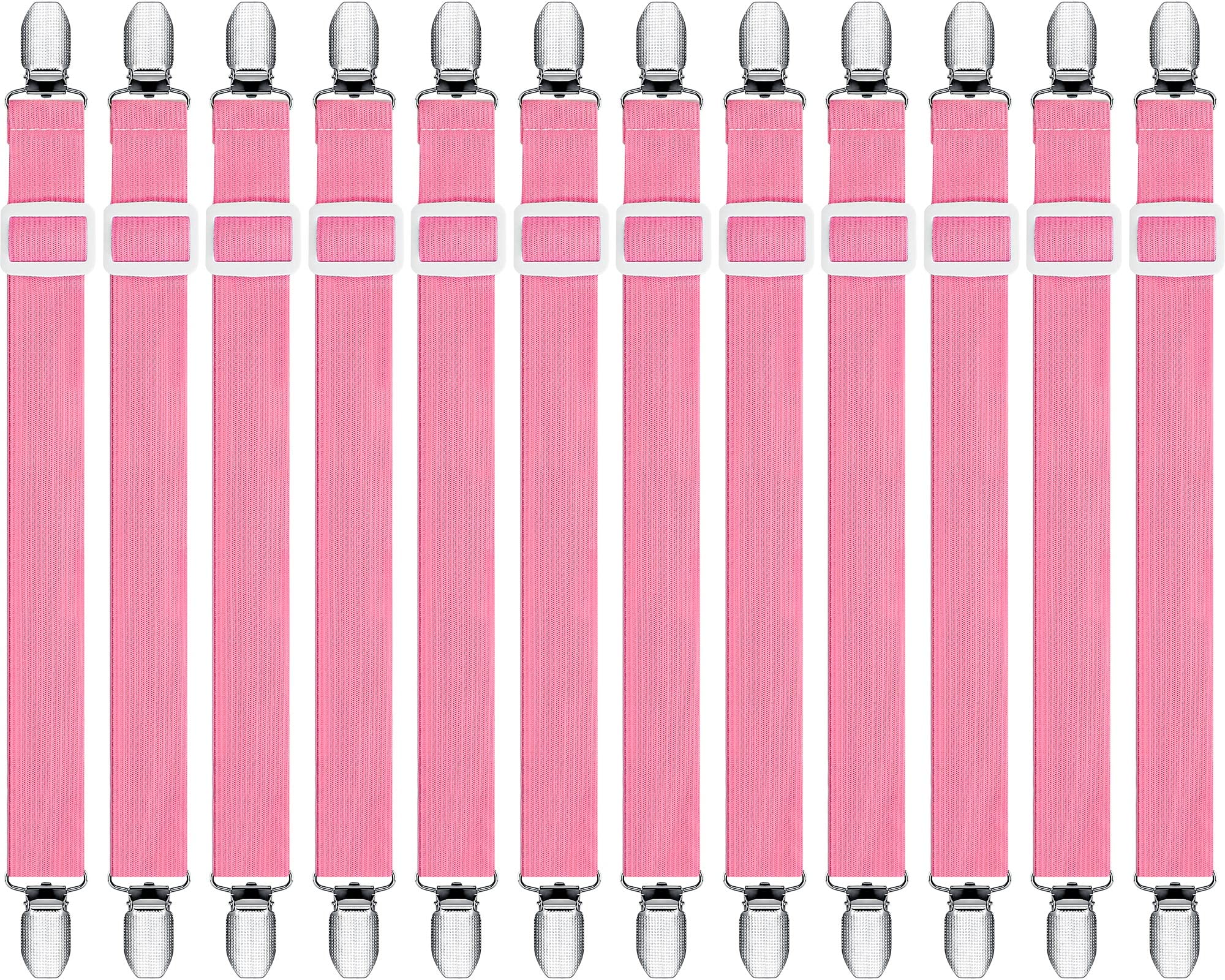 Boao 12 Pcs Bedsheet Strap Elastic Clip, Pink, 8-12 Inch Length