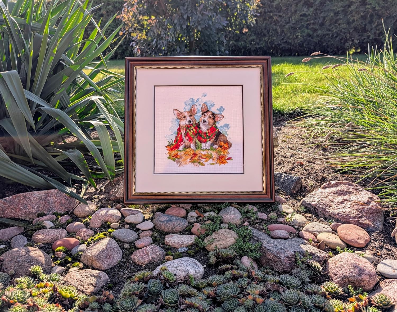 RIOLIS - Ready for Autumn 2002, Dogs Cross Stitch Kits 9¾" x 9¾", Counted Cross Stitch Kits, Counted Cross Stitch Kits for Beginners & Advanced, Cross Stitching Kits for Adults, Dog Embroidery Kit