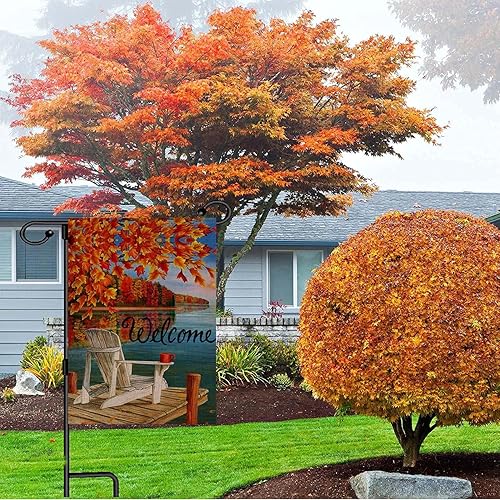 Miniatura 4 de Bandera de jardín de bienvenida de otoño, floral, agradecimiento, doble cara, vertical, rústica, granja, patio, decoración de temporada al aire