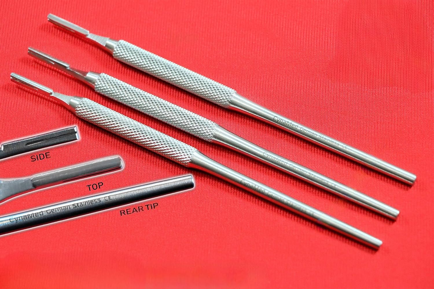 3 Each Round Pattern Scalpel Handle No 3, Performance Dermaplaning Handle #3 Premium Stainless Steel Fits Blades 9 10 10a 10r 11 12 13 14 15 and 15a