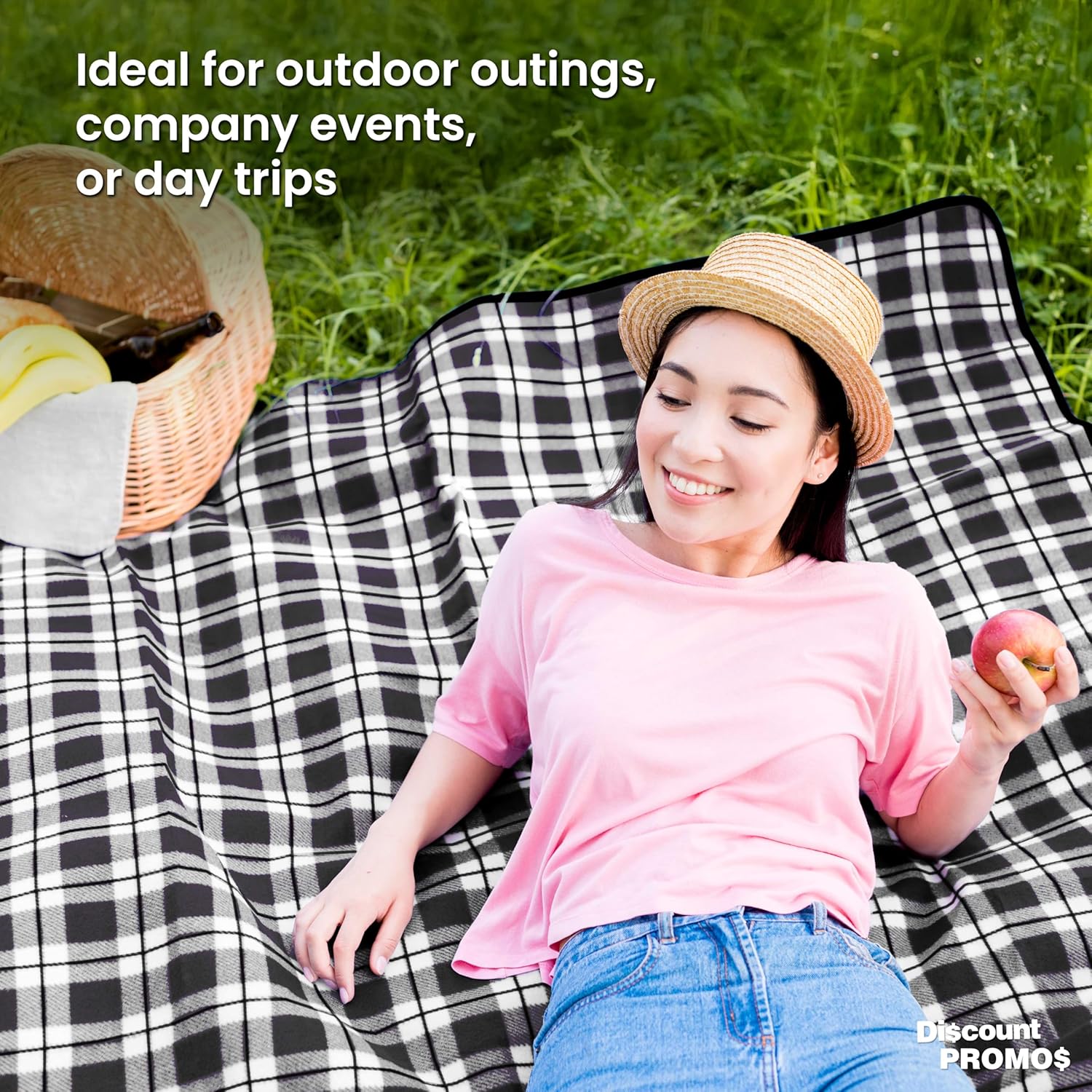 DISCOUNT PROMOS Brookhaven Roll Up Picnic Blankets Set of 6, Bulk Pack - Great Outdoor Blanket for Camping, Picnic, Beach, Sports, Outdoor Activities - Grey