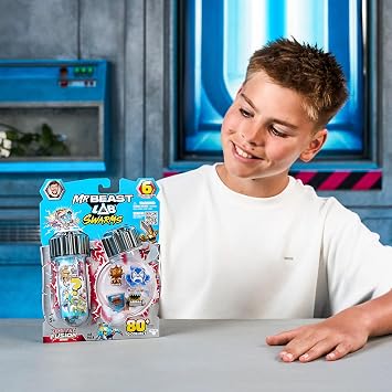 MrBeast Lab Swarms Battle Fusion Series, collect more than 80 unique 1-inch 2.5cm hordes. The lab pack includes 6 micro beasts, 6 collectible stickers, and 1 stackable fusion cap to build your very own MrBeast Lab