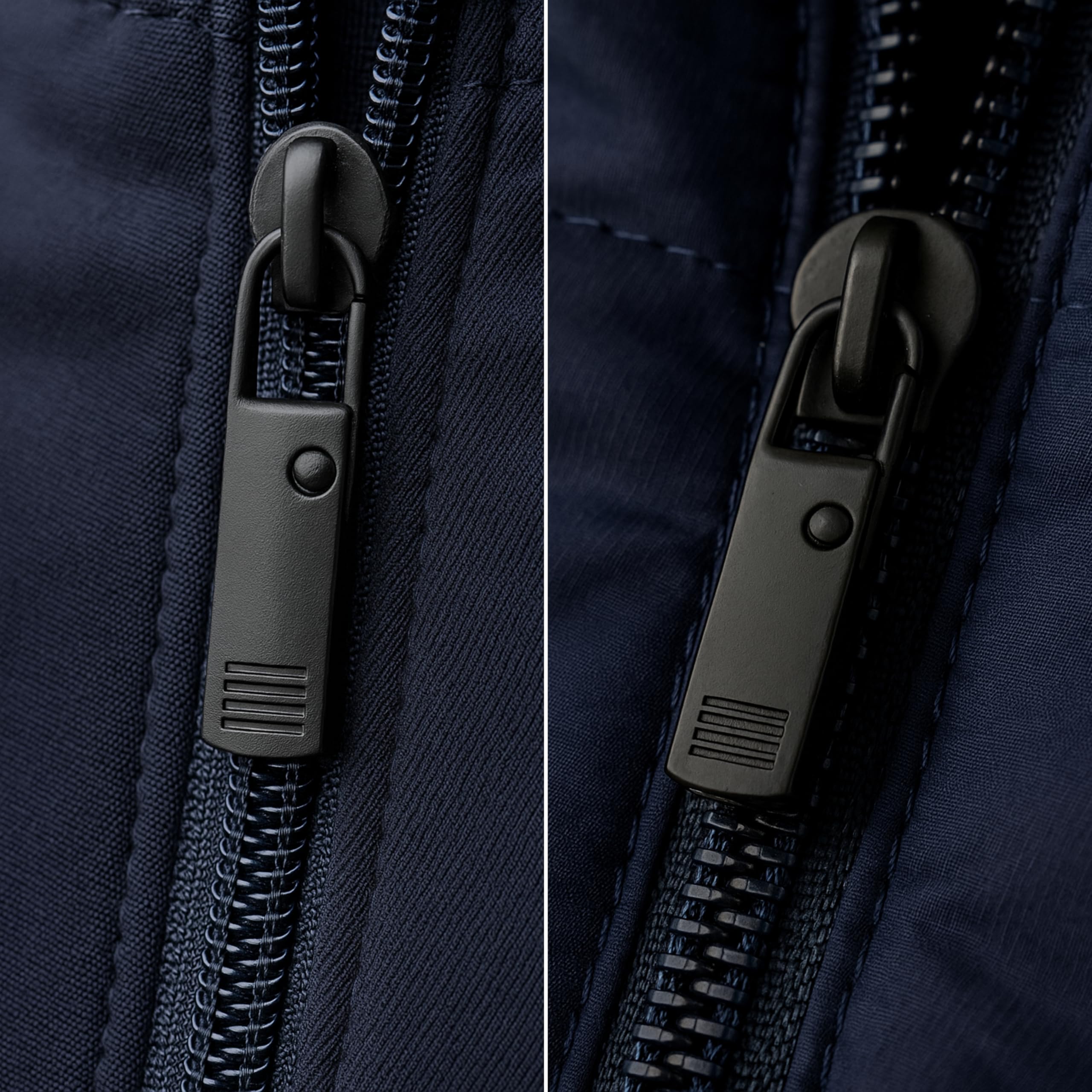 Reißverschluss Anhänger zur Reparatur, 10 Pack, aus Metall, je 5 x Schwarz und Silber, Ersatz Zipper für Reissverschluss, Verschluss Schieber für Jacke, Mantel, Koffer, Jeans, Tasche, RV Puller Lasche Küche