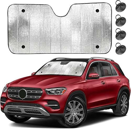 EcoNour Parasol para parabrisas de automóvil (bandera BN), bloqueador solar de poliéster 240T duradero para parabrisas de automóvil, accesorios