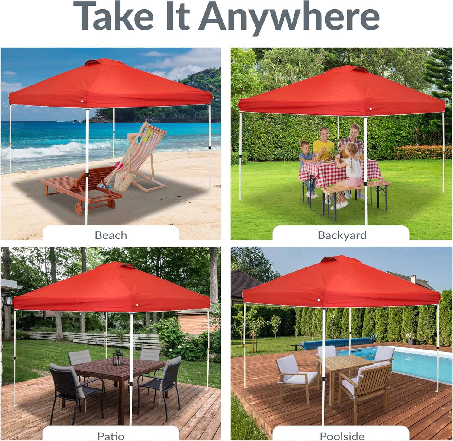 Sunnydaze Pop-Up Canopy Replacement Top - 12x12 Canopy Replacement Cover Only - Tent Shade Cover with Vent - Red