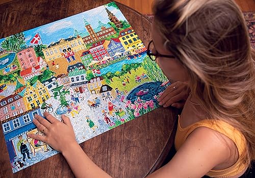 Miniatura 4 de eeBoo Rompecabezas de 1000 piezas, rompecabezas de Copenhague para adultos, cuadrado de 23 x 23 pulgadas, fabricado con tablero reciclado y tinta a