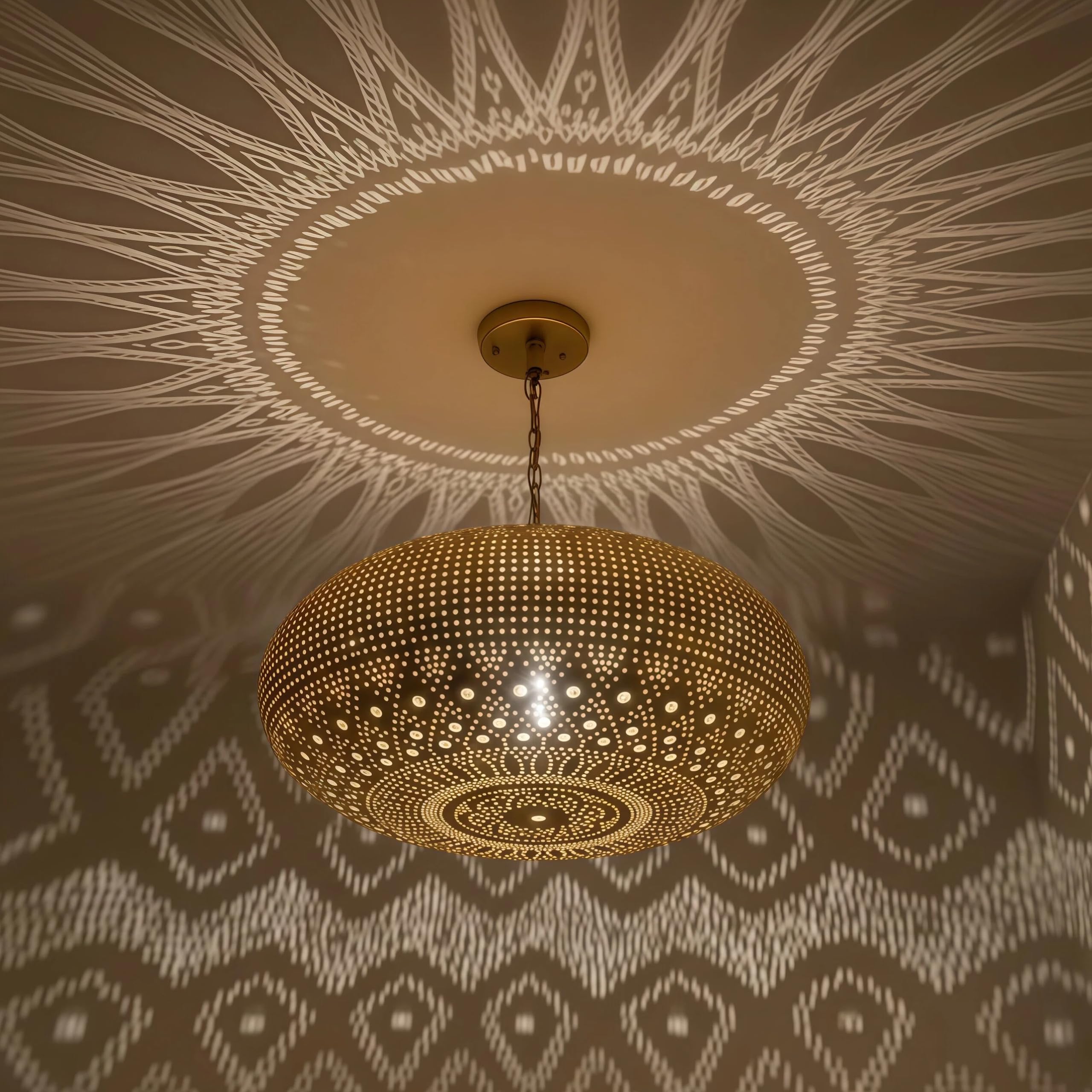 Photo 1 of Tujoe 11.8 in Moroccan Ceiling Lamp Simple Moroccan Pendant Light Fixture Hanging Turkish Lamp Farmhouse Hanging Chandelier Light for Dining Kitchen Room (Classic)