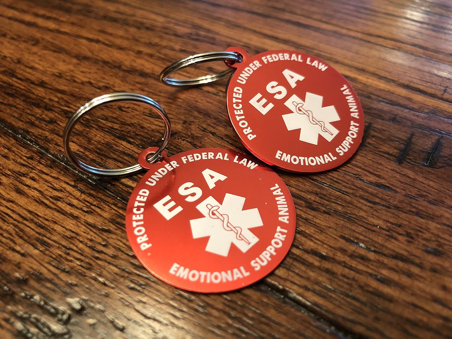 K9King ESA Small Animal Emotional Support Animal Two (2) Double Sided High Grade Extremely Lightweight Aluminum Tags .999 Inches in Diameter
