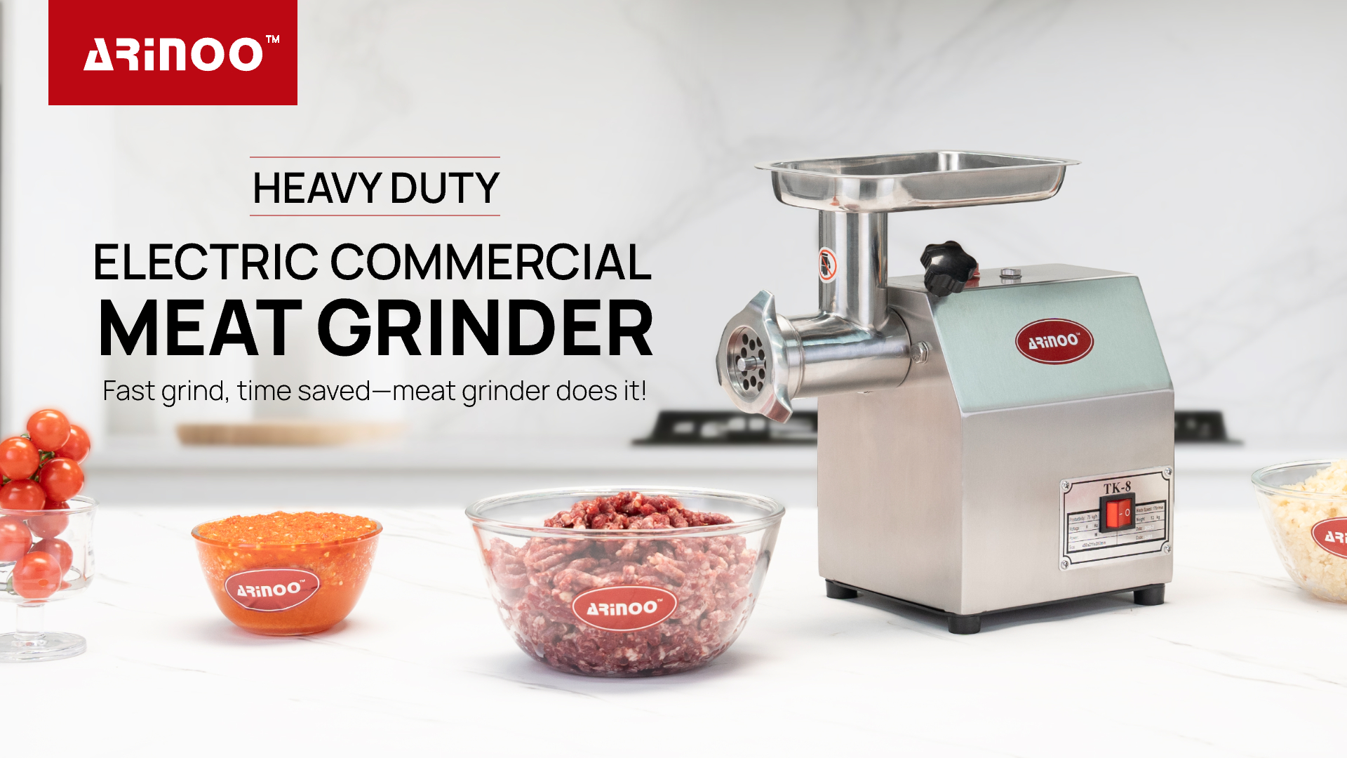 Amazon.com: ARINOO #8 Commercial Electric Meat Grinder | 0.5HP
