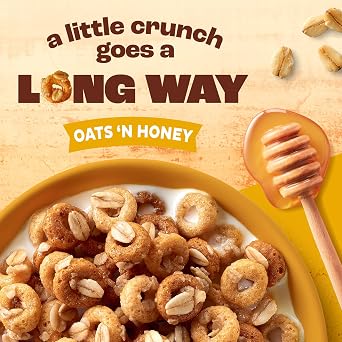 Cheerios Oat Crunch Oats 'N Honey Breakfast Cereal, Made with Whole Grain, Family Size, 24 oz (Pack of 2)
