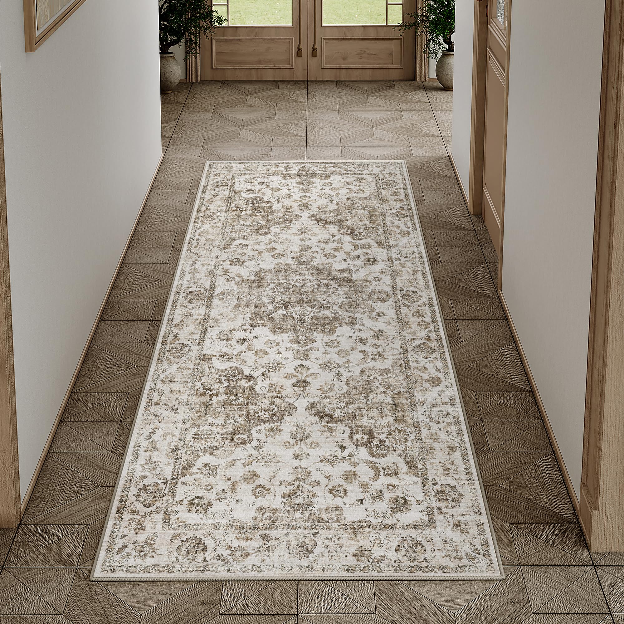 2x5 Brown Neutral Runner Rug