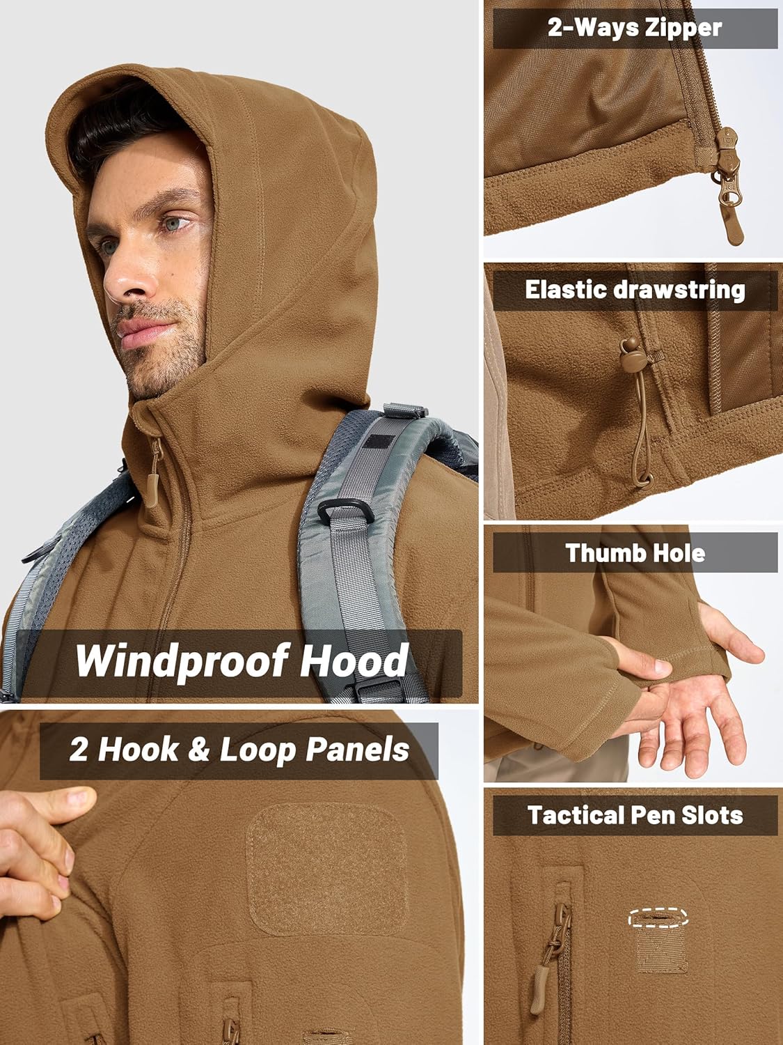 TACVASEN Tactical Jacket for Men Fleece Jackets Full Zip Military Hoodies Windproof Warm Winter Coat Outdoor Hunting - Image 7