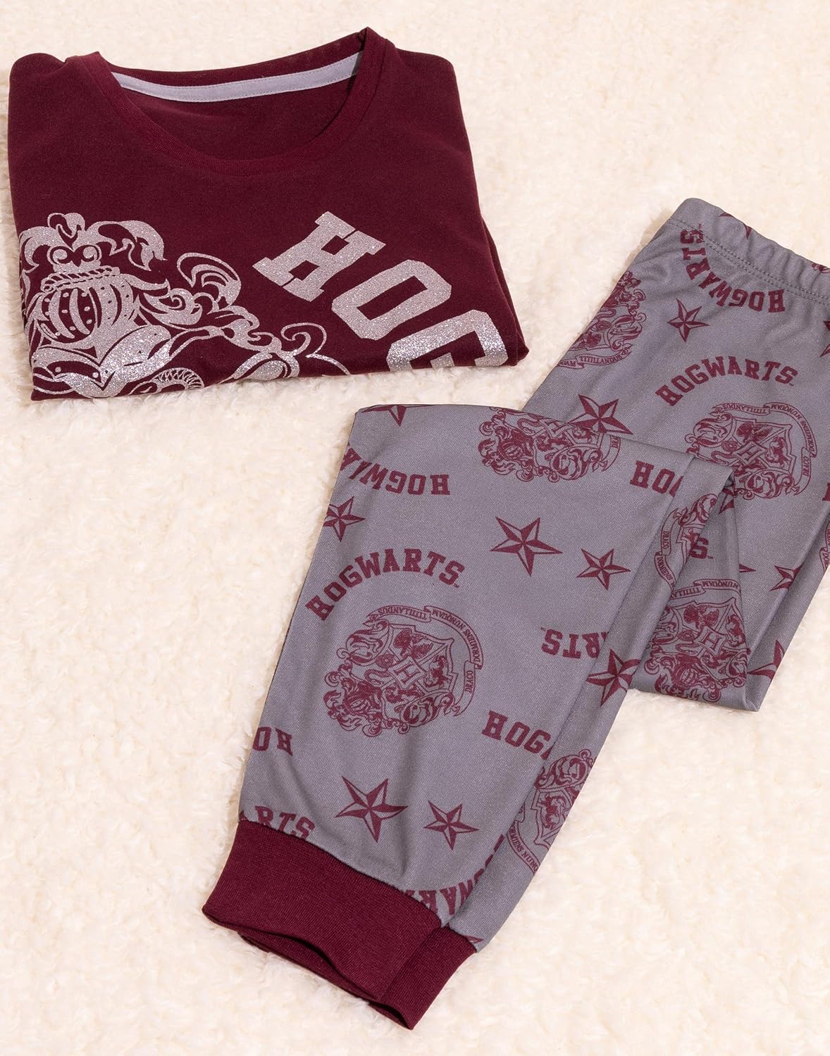 Harry Potter Pajamas Girls Kids Glitter Crest T-Shirt Trousers Pjs Set