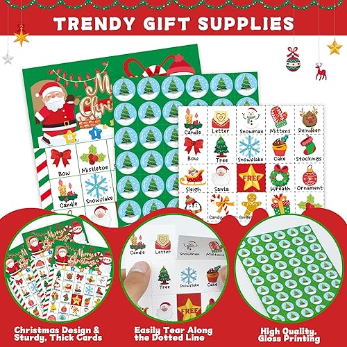 Miniatura 3 de 38 tarjetas de juego de bingo de Navidad para 24 jugadores, juegos de bingo de Navidad para actividades en el aula, regalos de fiesta familiar,