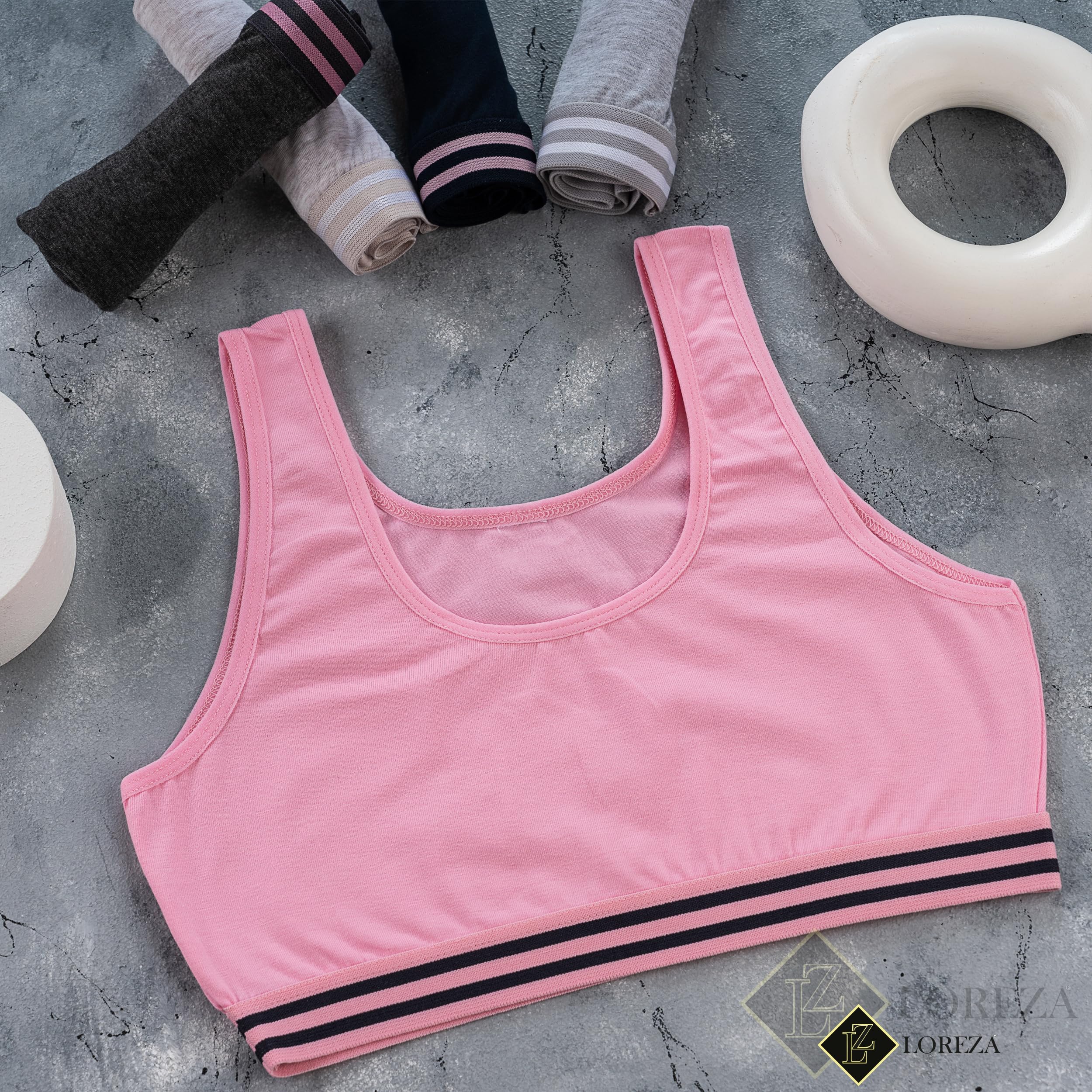 LOREZA ® 5 Brassières en Coton pour Fille sous-vêtements Soutien-Gorge de Sport Tailles 8 à 15 Ans