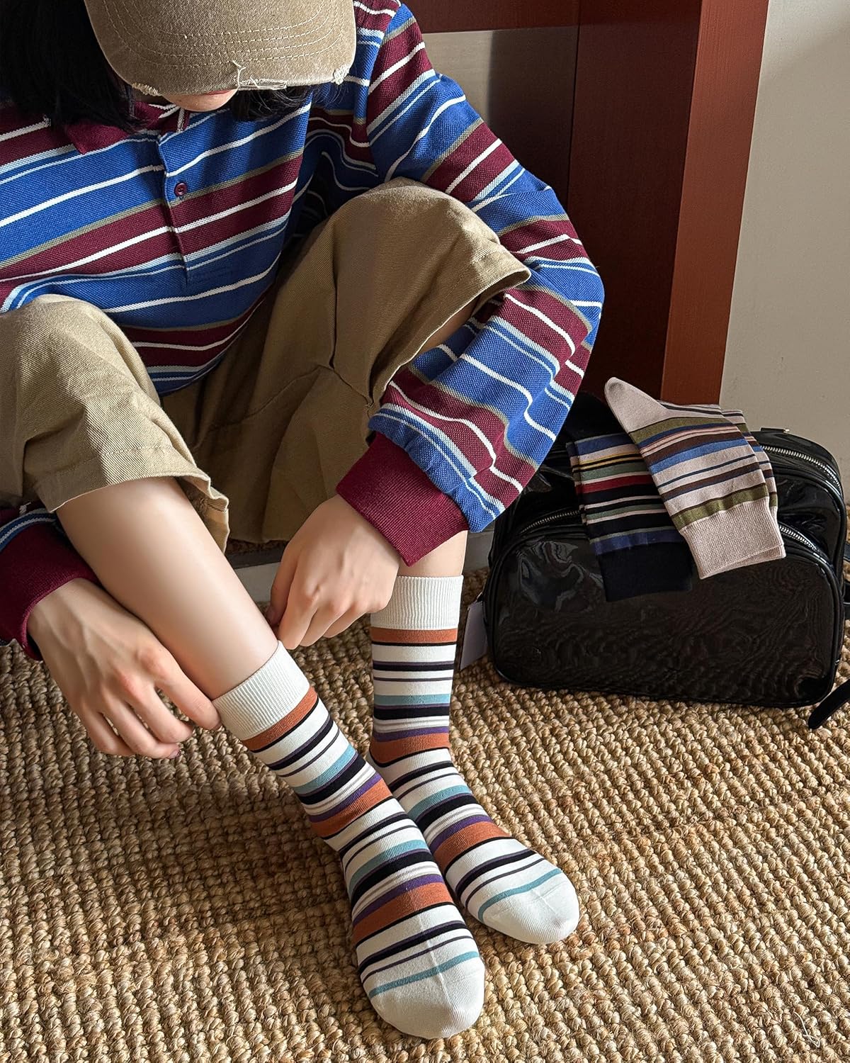 Mcool Mary Striped Socks,93% Cotton Crew socks for Women，Retro Cute Athletic Sock,Fun Cute Stylish Novelty Tube Sock 5 Pack - Image 2