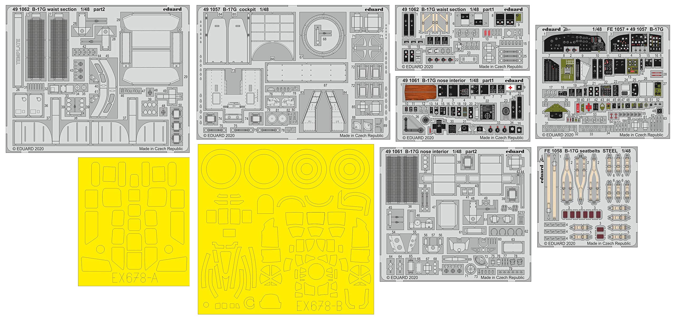 ACCESSOIRES EDUARD CX279 - 1:72 B-17G Pour Revell - Feuille De Masquage