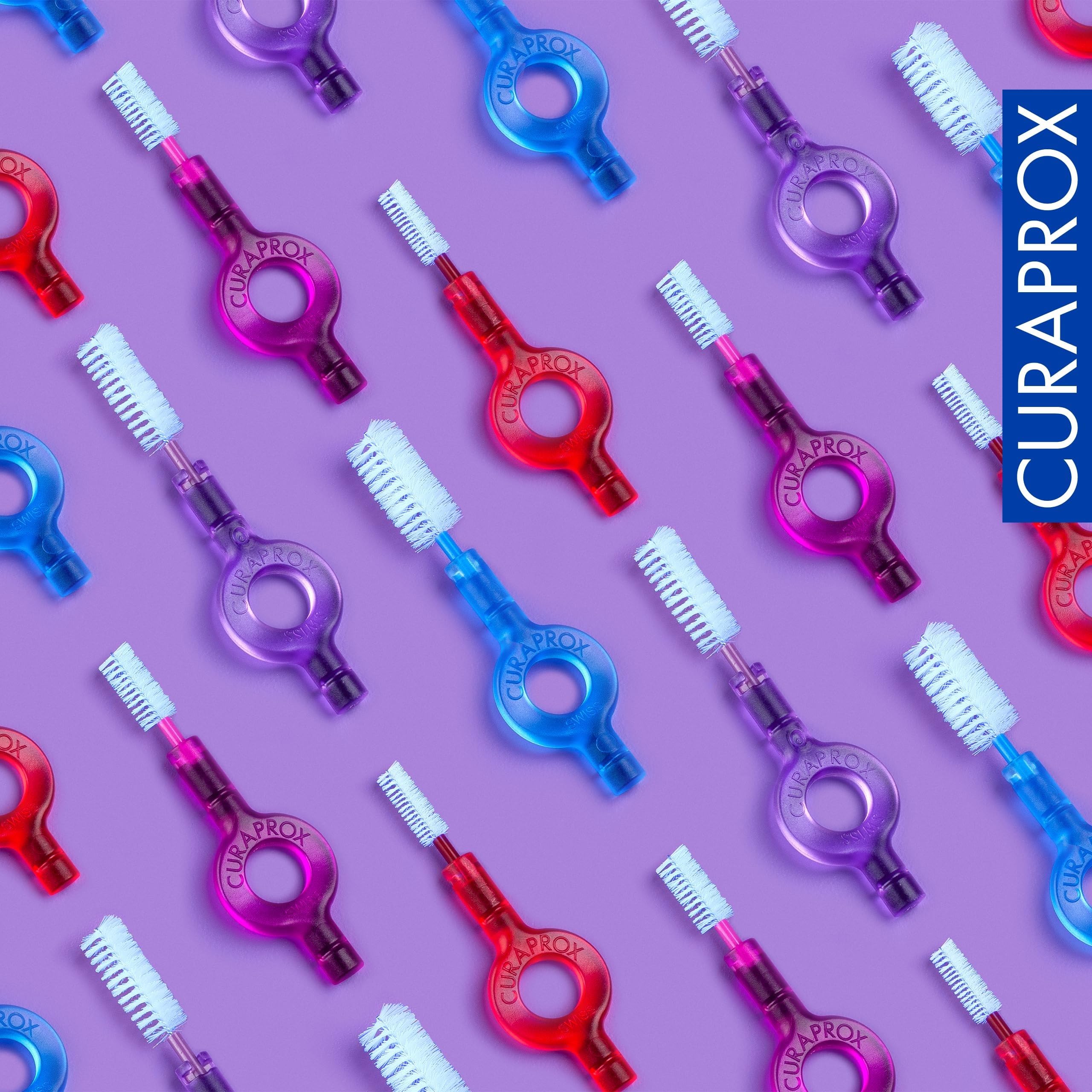 Curaprox Interdental Brush Refills CPS 408 Perio-Per ampi spazi interdentali e cura delle gengive/Filamenti ultra-fini per una pulizia delicata/Viola / 4-Pack/Progettato in Svizzera
