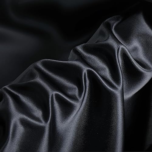 1 yarda de 63 pulgadas de ancho negro sedoso 100% poliéster, tela de satén para bodas, decoración, fiesta, moda, ropa, manualidades, costura