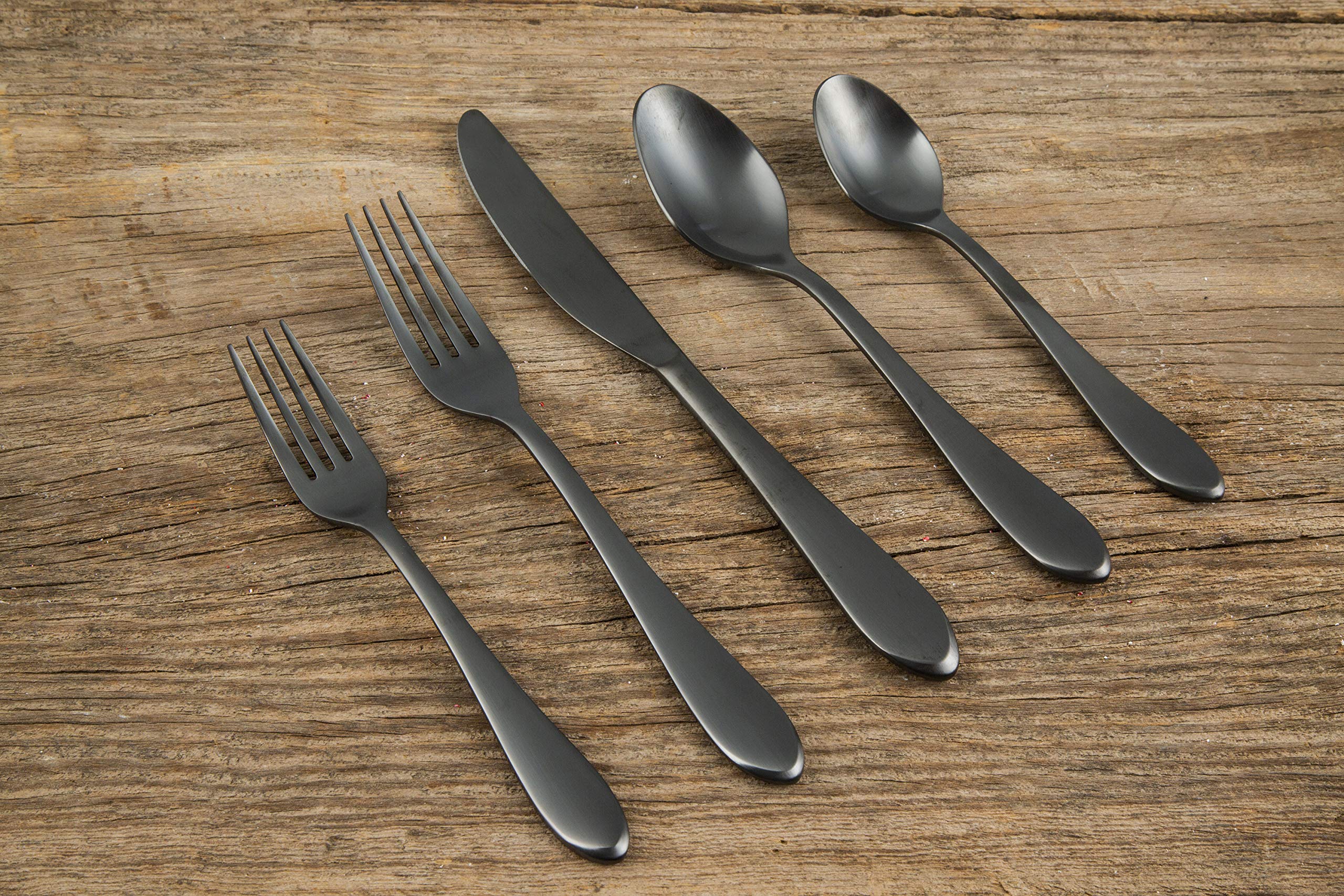Fiesta Maraca Black Satin 20 Piece Flatware Set, Service for 4, silver
