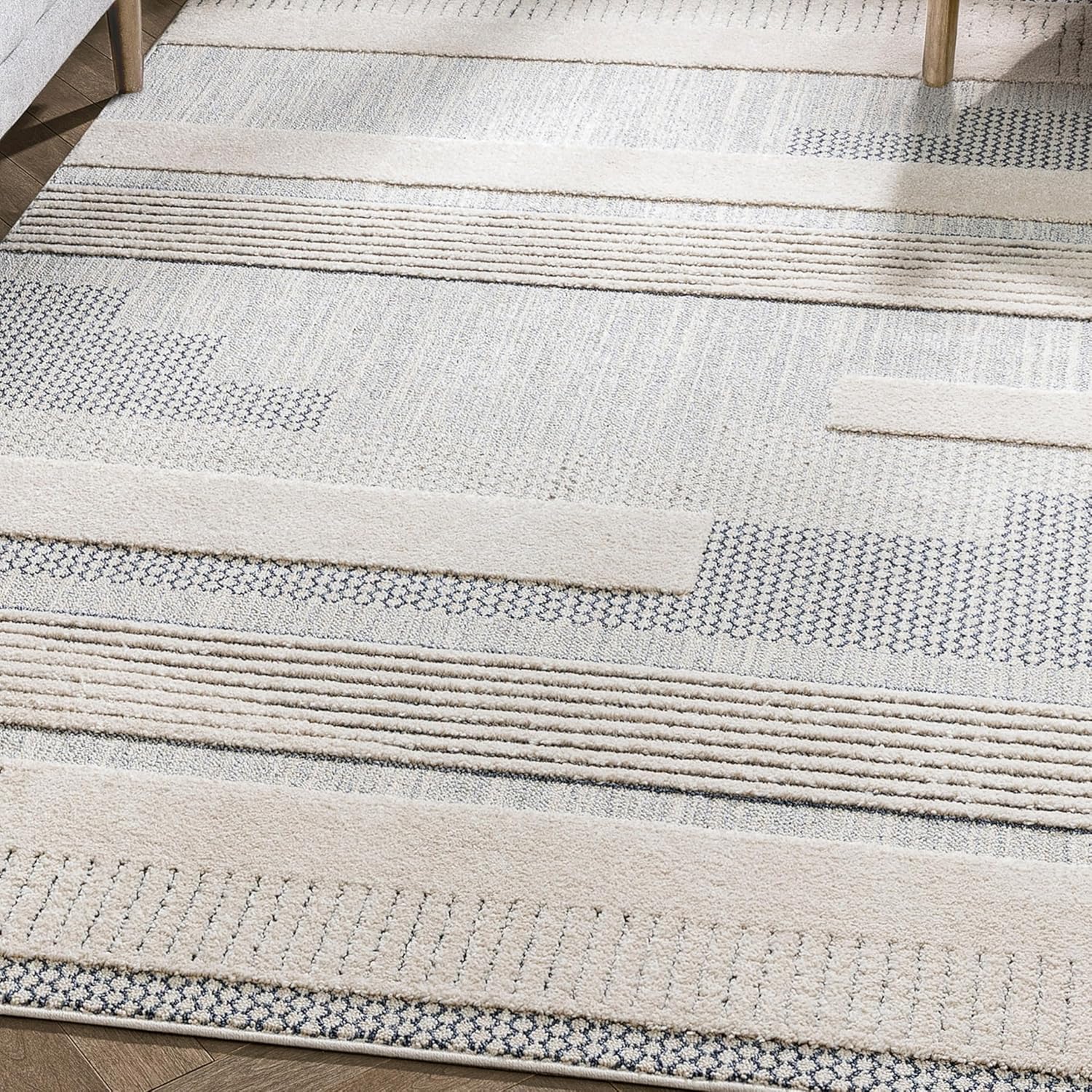 Well Woven Harlow Collection Briar Light Blue - Modern Tribal Minimalist Geometric 8x10 Area Rug - Ideal for Living Room, Dining Room & Bedroom - Durable, Stain Resistant & Easy to Clean