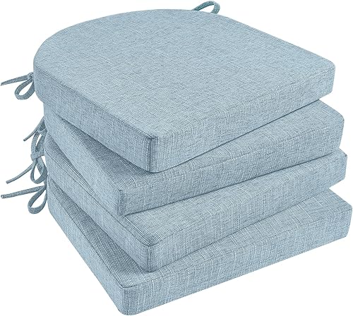 Vista 83 de Basic Beyond Cojines para sillas de comedor, 4 unidades, cojines de espuma viscoelástica con lazos y respaldo antideslizante, almohadillas para Gris