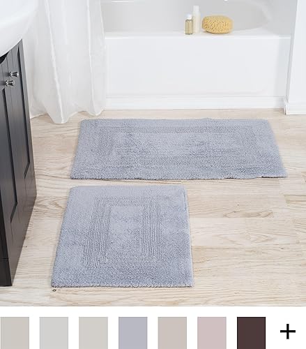 Miniatura 5 de Bedford Home Juego de alfombras reversibles de 2 piezas 100% algodón, color plateado