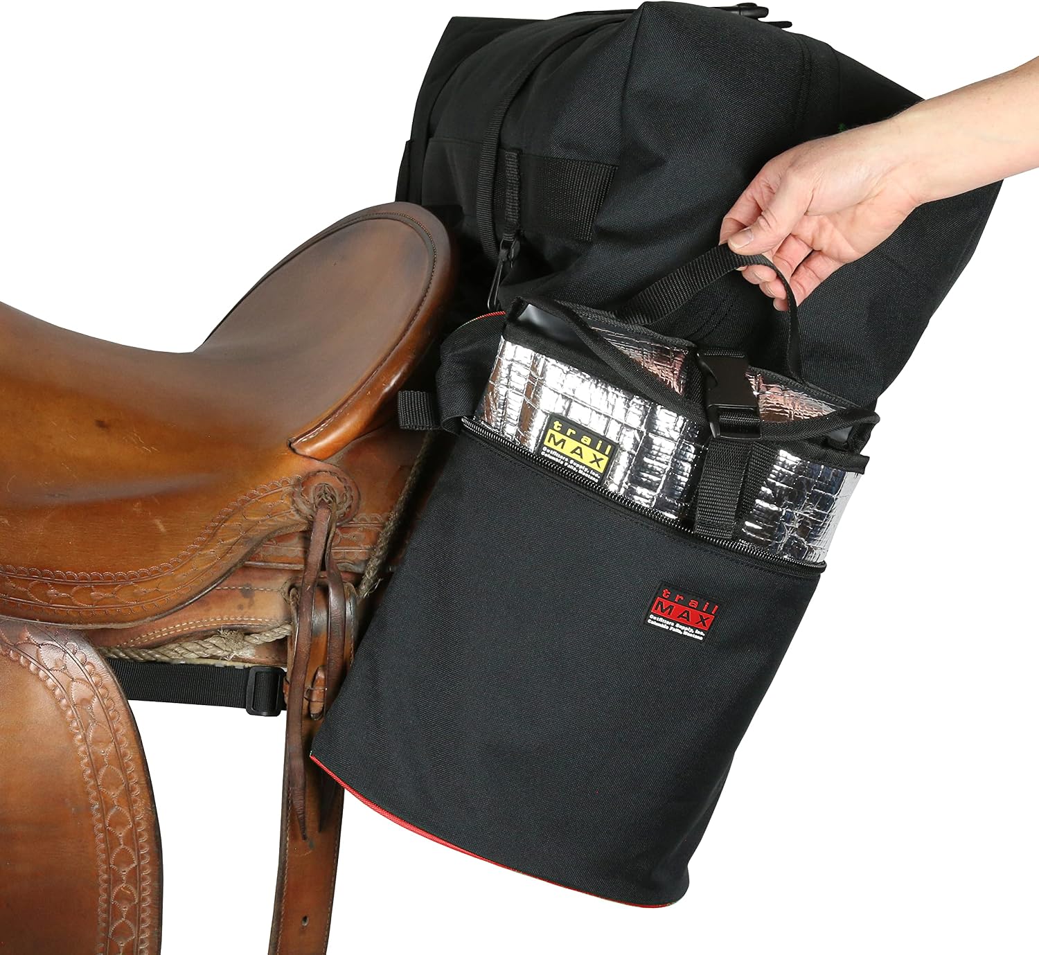 TrailMax Horse Saddlebags for Trail Riding – Medium & Large Western Saddle Bags for Horses & Mules, Durable No-Bounce Design, Insulated Storage, Secure Fit Trail Gear