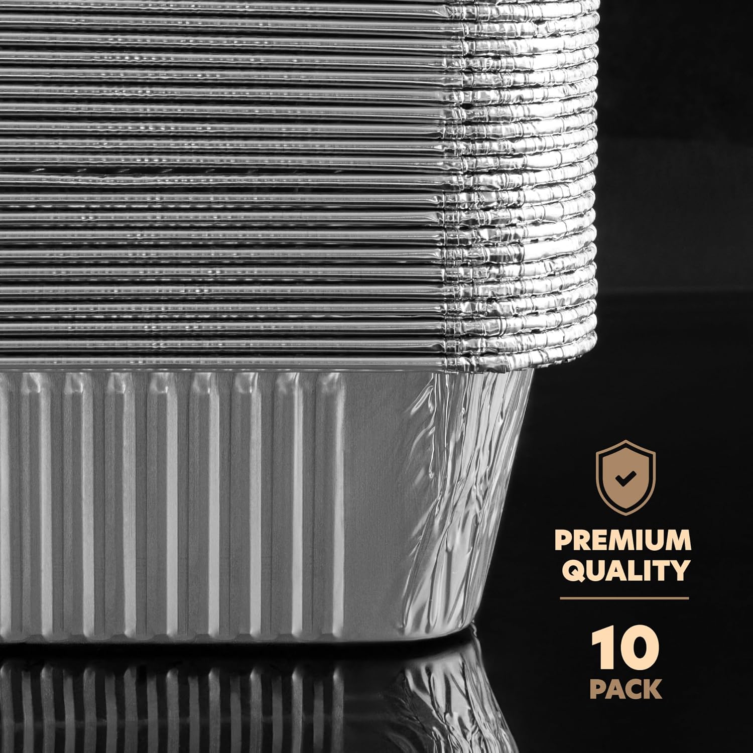 PLASTICPRO 10 Pack Aluminum Pans 8'' x 10" Disposable Pans with Covers Heavy Duty 5 lb Foil Pans for Baking and Cooking
