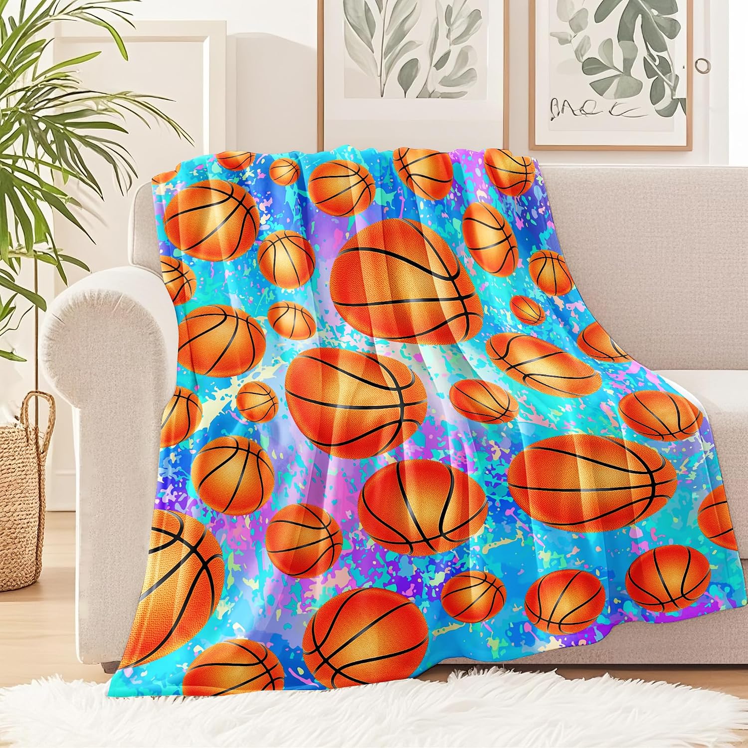 Basketball Blanket Gifts for Girls Ultra Soft Flannel Basketball Throw Blanket for Bedding Bedroom Decor Basketballs Lover Stuff 50"x40"