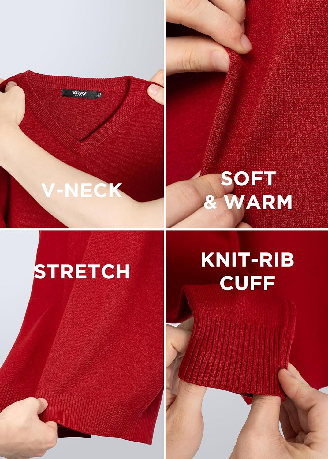 X RAY Boys School Uniform Sweater V-Neck (XS - XXL), Big Boys' & Little Kids Youth Long Sleeve V Neck Pullover Sweater - Image 2