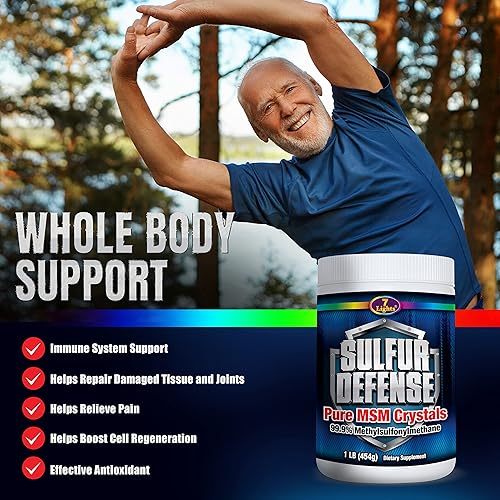 Miniatura 7 de Sulfur Defense Opti-MSM 99.9% puro MSM en polvo fabricado en los Estados Unidos, cristales orgánicos de metilsulfonilmetano, veganos, sin OMG, sin