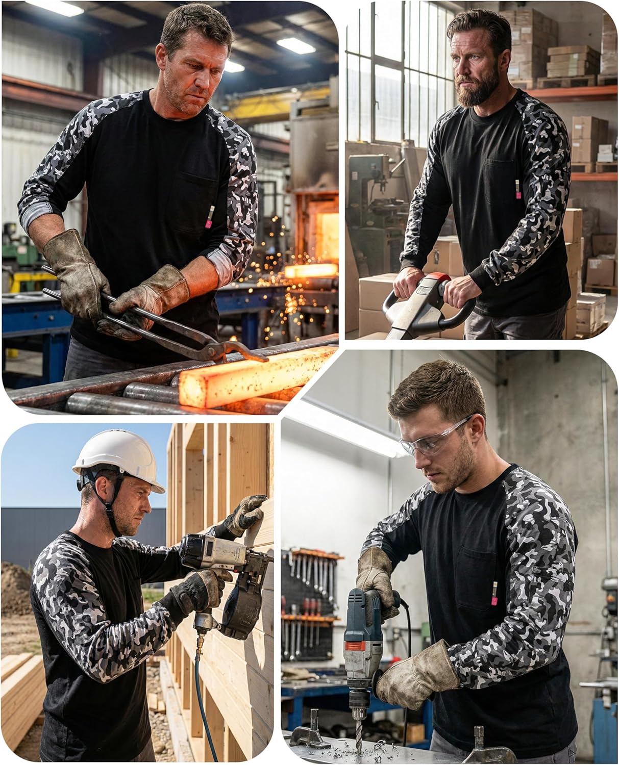 KONRECO FR Shirts for Men Crewneck 6oz Jersey Lightweight Flame Resistant Work T Shirt NFPA2112 CAT2
