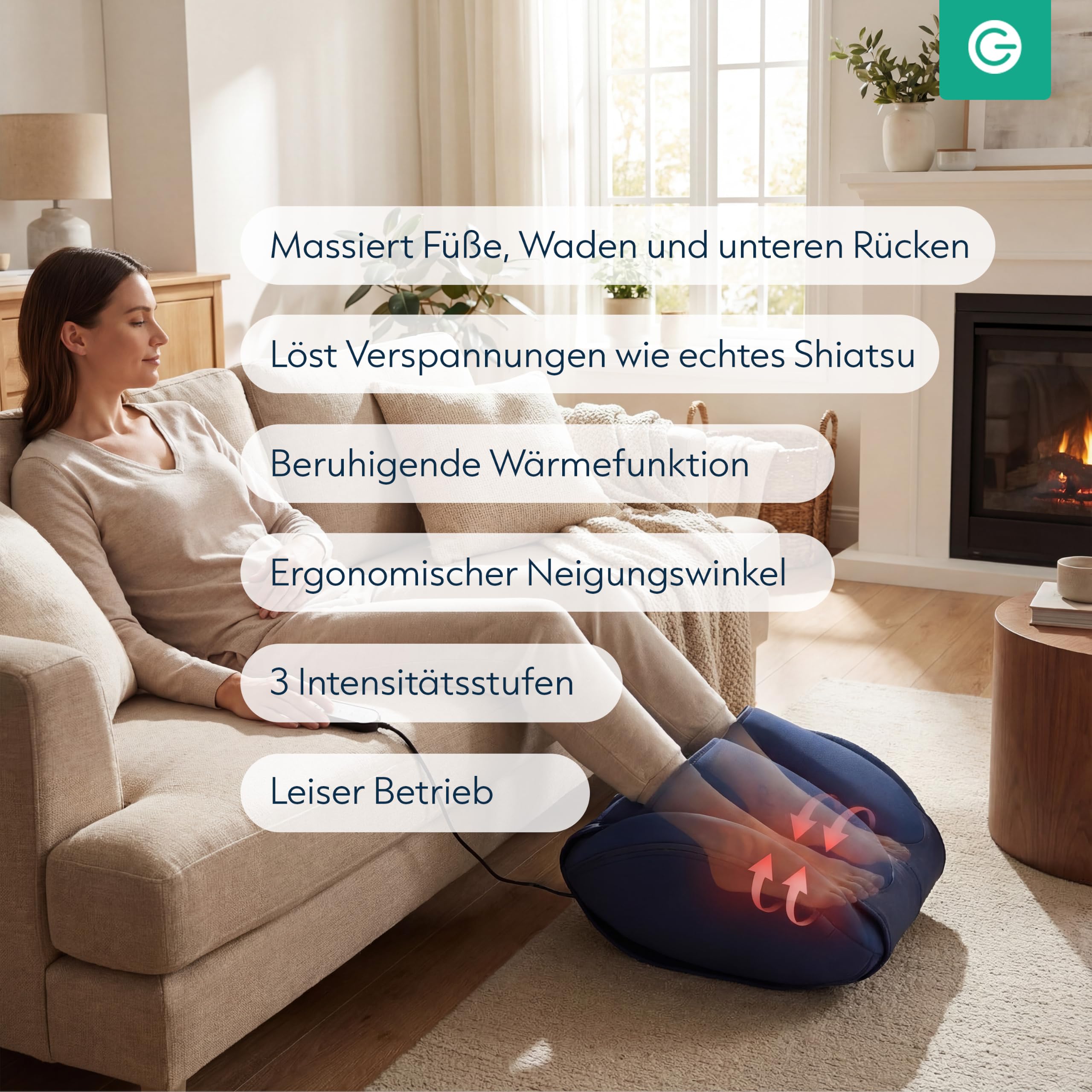 Silvergear® Massagegerät 3-in-1 | Füße, Waden & Rücken | 3 Intensitätsstufen | Wärmefunktion
