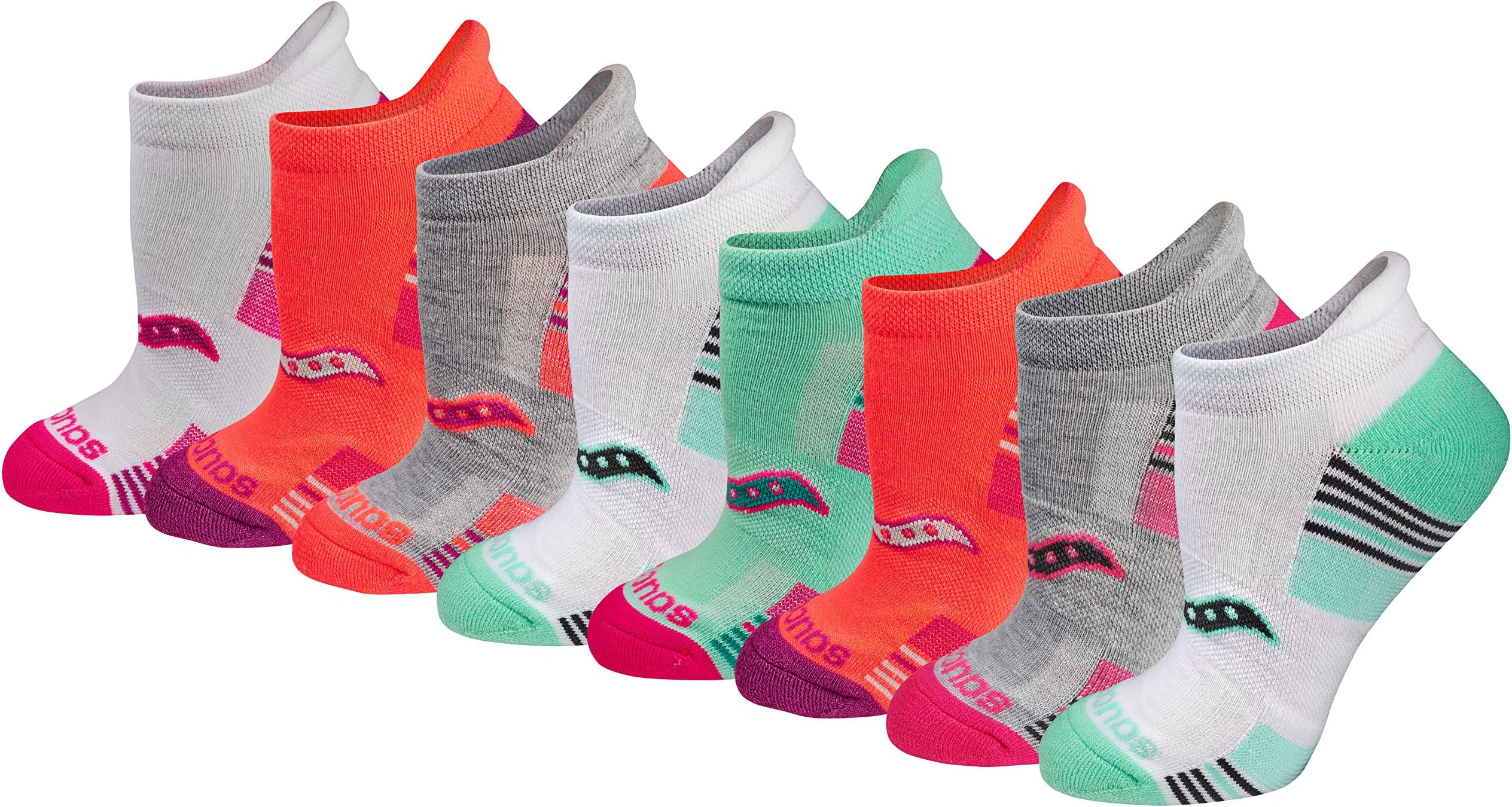 Saucony Women's RunDry Performance Heel Tab Athletic Socks, Available in S-L (8, 16, 24 Pairs)
