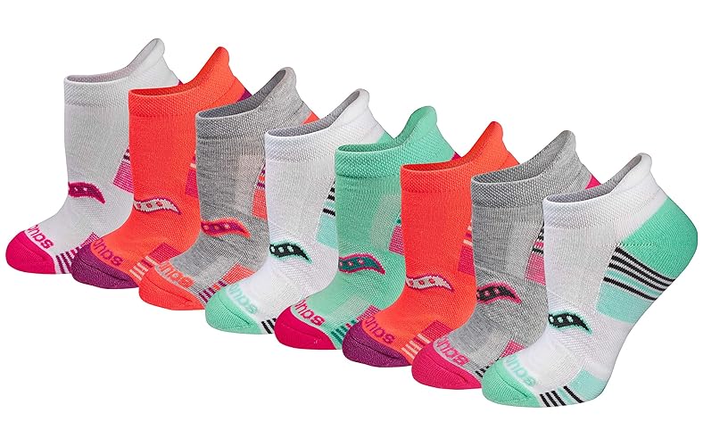 Saucony Women's RunDry Performance Heel Tab Athletic Socks, Available in S-L (8, 16, 24 Pairs)
